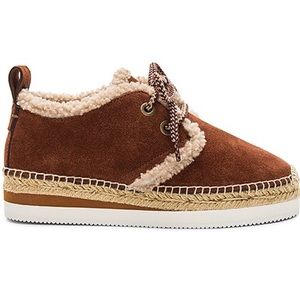 Women’s See By Chloe Genuine Shearling  Lace-Up Espadrille size 37